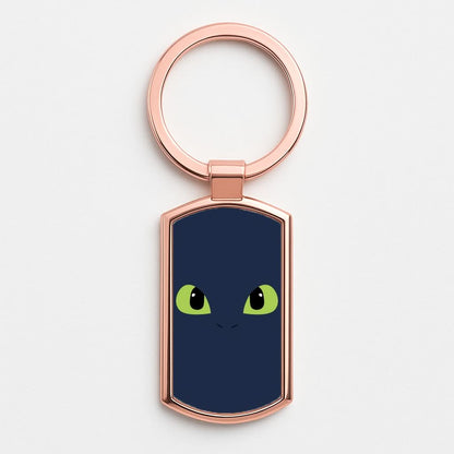 Black Fury Dragon Face Rose Gold Keyring
