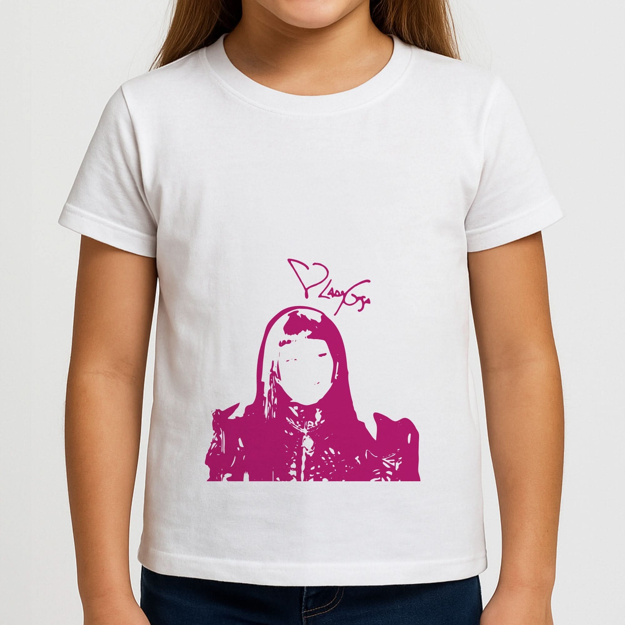 Pink Gaga Silhouette  Girls T-Shirt