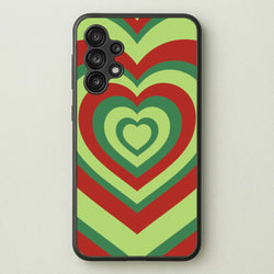 Red And Green Trippy Heart Christmas Pattern Galaxy A13 Case