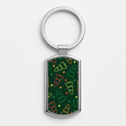 Colourful Christmas Tree Outlines Pattern Luxury Keyring 1