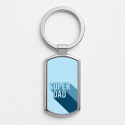 Super Dad Title Silver Metal Keyring