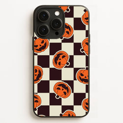 Pumpkin Stickers Checkered Pattern iPhone 12 Pro Max Case