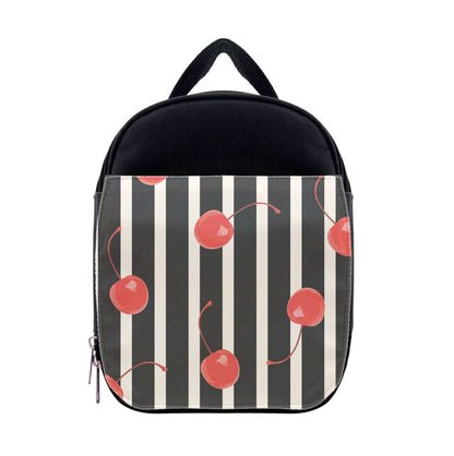 Black And White Stripes With Cherries Lunchbox