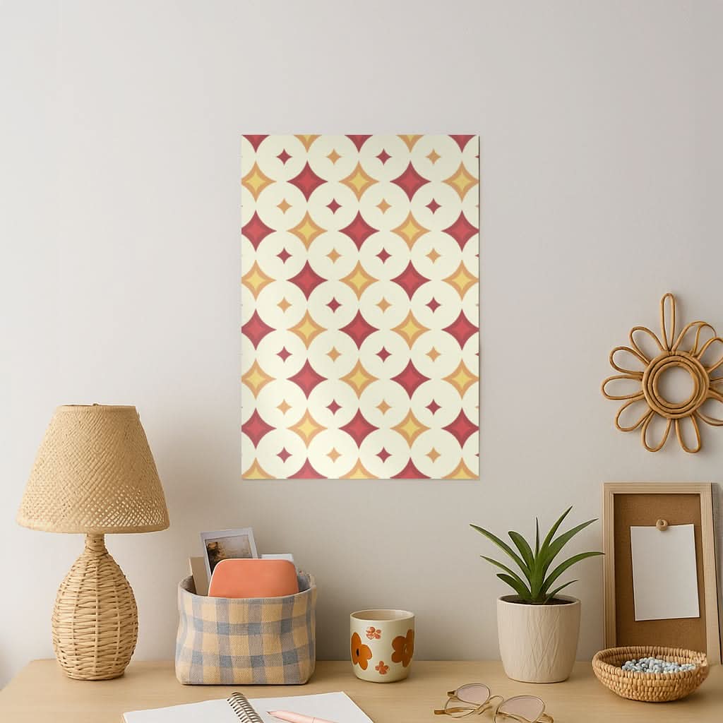 Geometric Christmas Stars Pattern Art Print