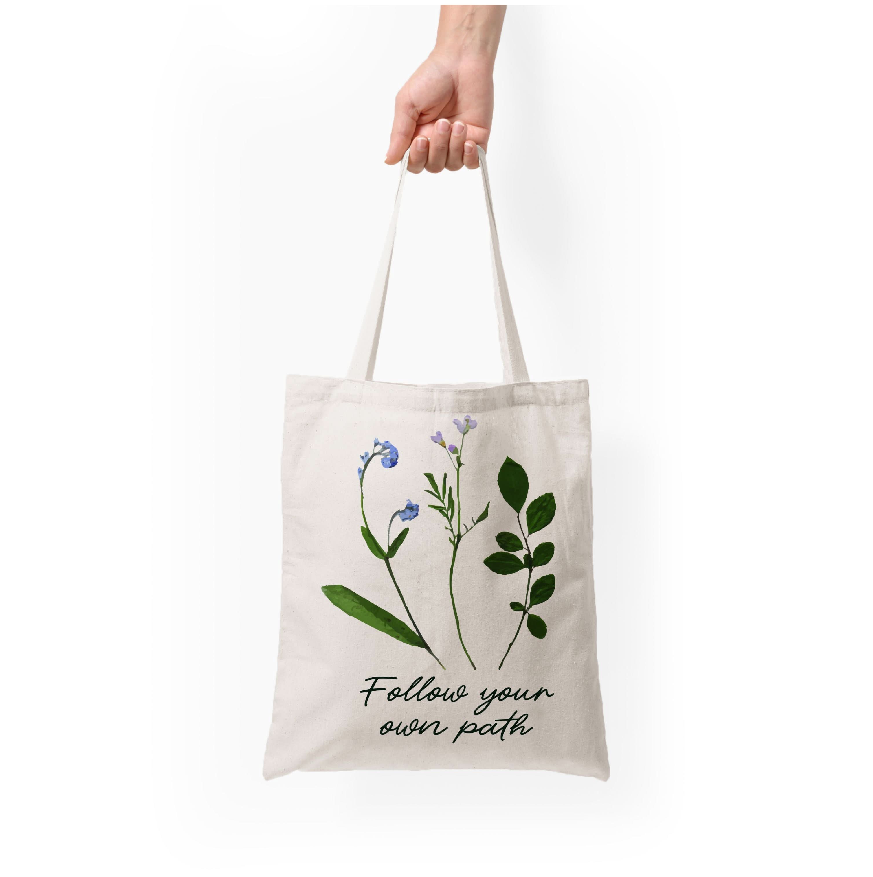 Follow Your Own Path Dark Green Tote Bag