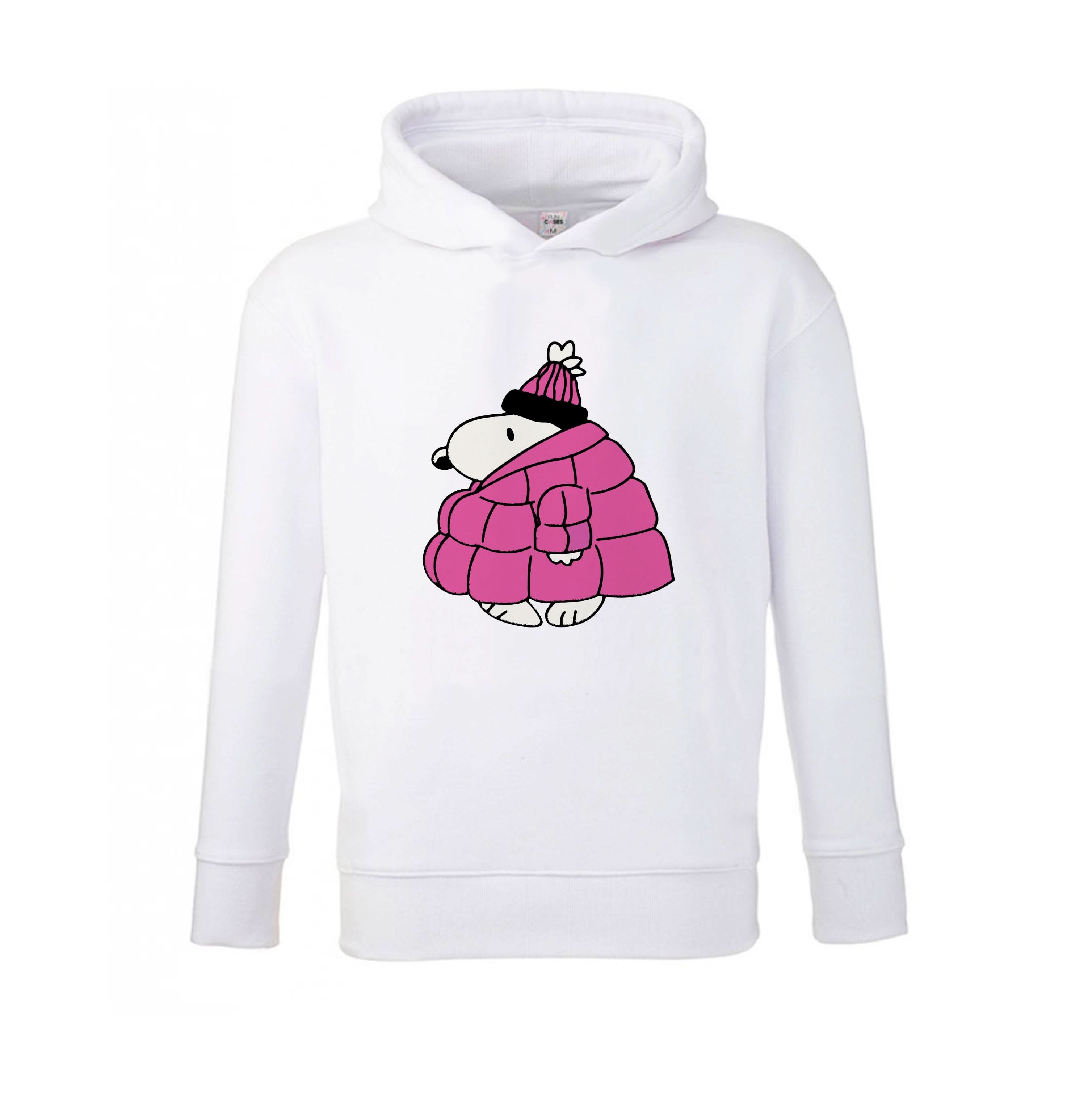 Cartoon Beagle Puffer Jacket Pink Kids Hoodie