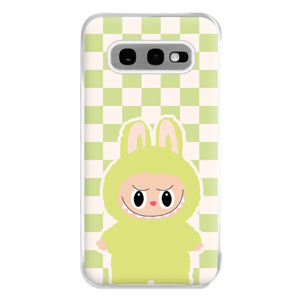 Checkered Cute Green Monster  Galaxy S10e Case