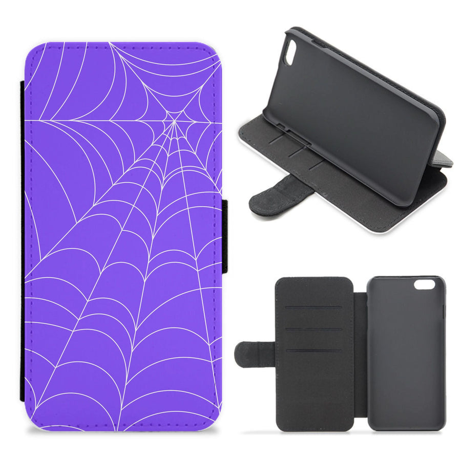 Purple Cobweb Pattern Flip / Wallet Phone Case