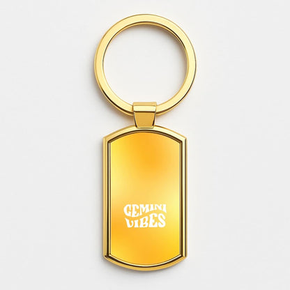 Gemini Vibes Gradient Zodiac Gold Keyring