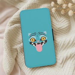 Demon Cat Face Leather Phone Case