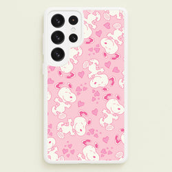 Cartoon Beagle Valentine Hearts Pattern Galaxy S22 Ultra Case