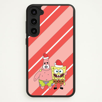 Cartoon Sponge And Starfish Christmas Hats Galaxy S23 Plus Case