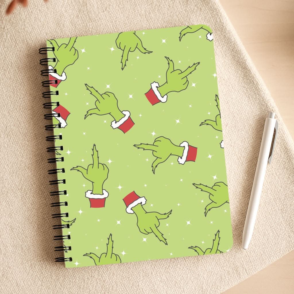 Green Middle Finger Christmas Pattern Notepad