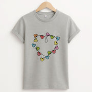 Cartoon Mouse Christmas Fairylights Heart T-Shirt 2