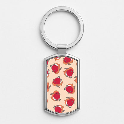 Christmas Robin Plush Pattern Silver Metal Keyring