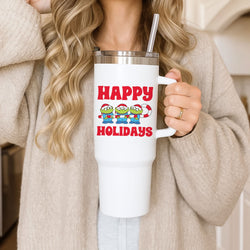 Happy Holidays Cute Green Aliens Tumbler