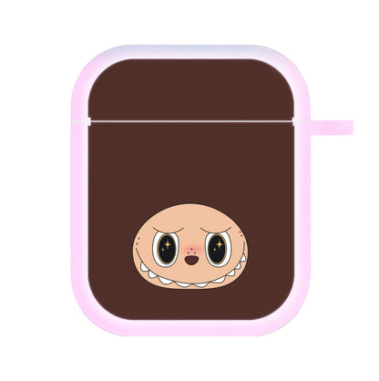 Cute Brown Monster Face AirPods Case