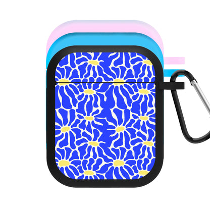 Dark Blue Flowers - Summer AirPods Case