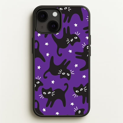 Cartoon Black Cats And Stars Pattern iPhone 13 Mini Case