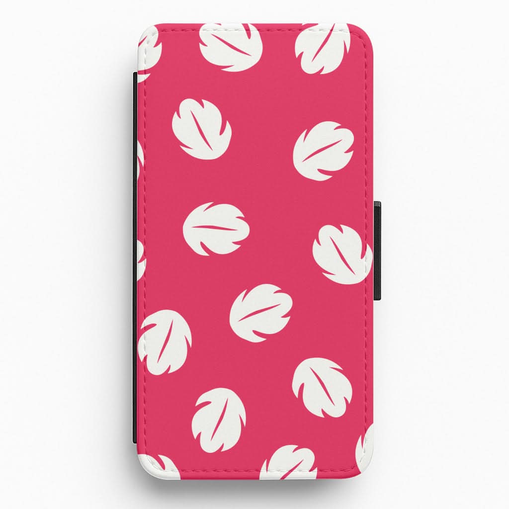 Red And White Cartoon Leaves Pattern Flip / Wallet Phone Case
