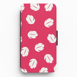 Red And White Cartoon Leaves Pattern Flip / Wallet Phone Case