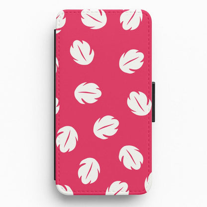 Red And White Cartoon Leaves Pattern Flip / Wallet Phone Case