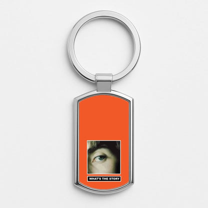 What's The Story Orange Silver Metal Keyring