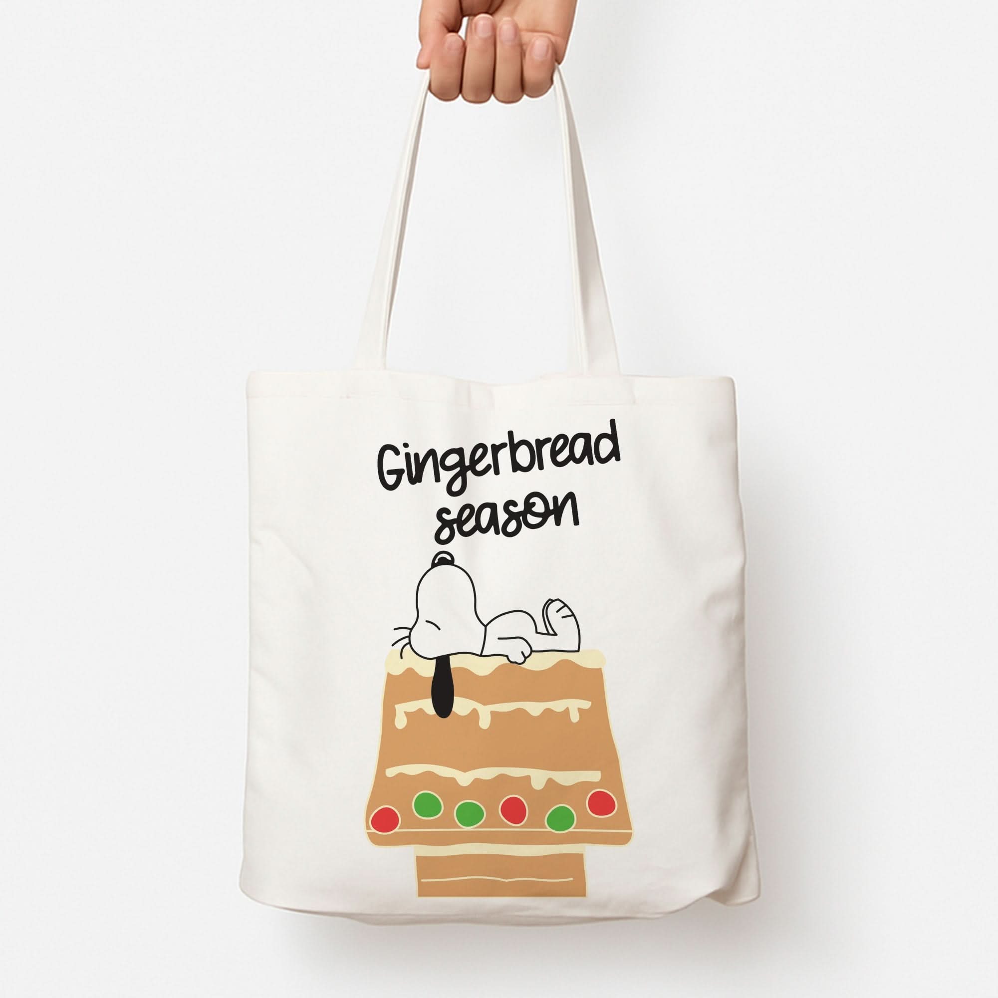 Cartoon Beagle Gingerbread House Tote Bag