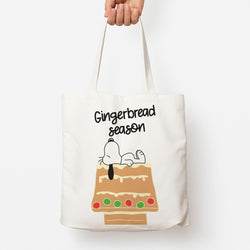 Cartoon Beagle Gingerbread House Tote Bag