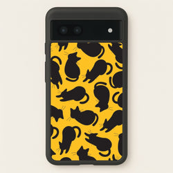 Black Cat Silhouettes Pattern Google Pixel 6a Case