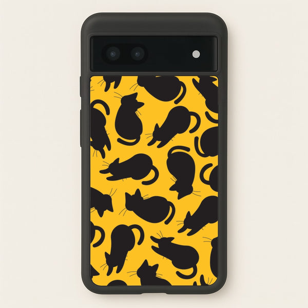 Black Cat Silhouettes Pattern Google Pixel 6a Case