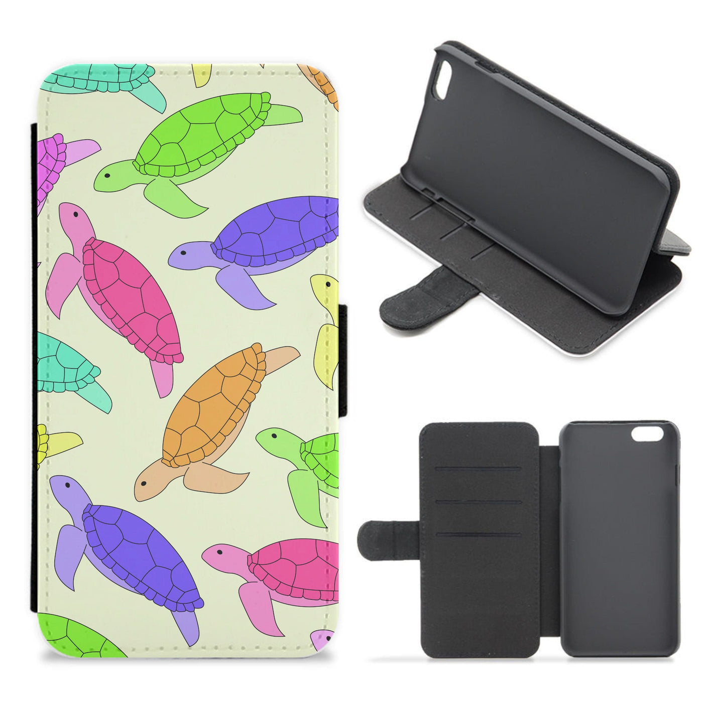 Multi Coloured Turtle Pattern - Sealife Flip / Wallet Phone Case