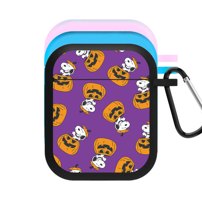 Cartoon Beagle Pumpkin Pattern AirPods Case