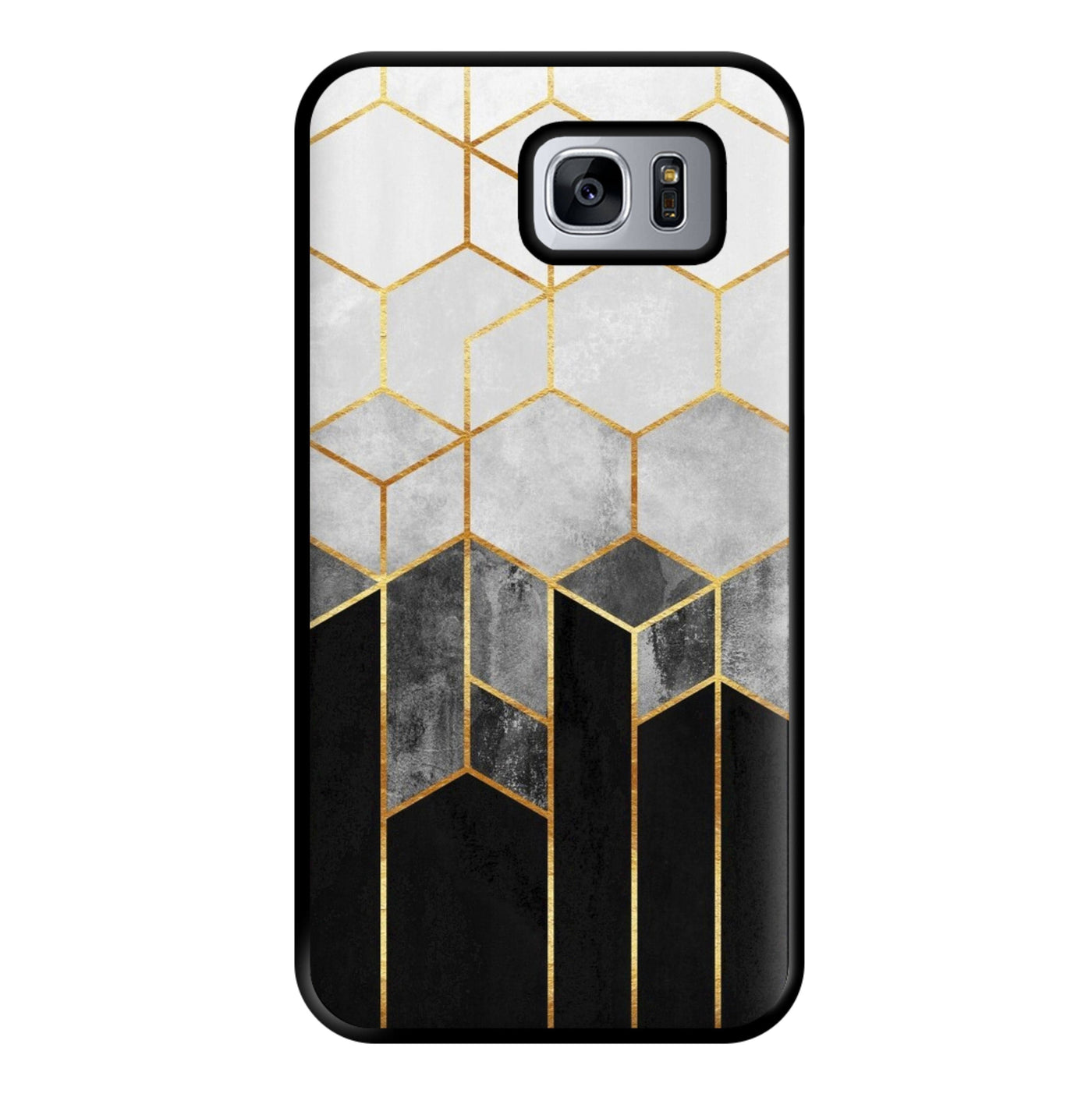Black White & Gold Honeycomb Pattern Phone Case