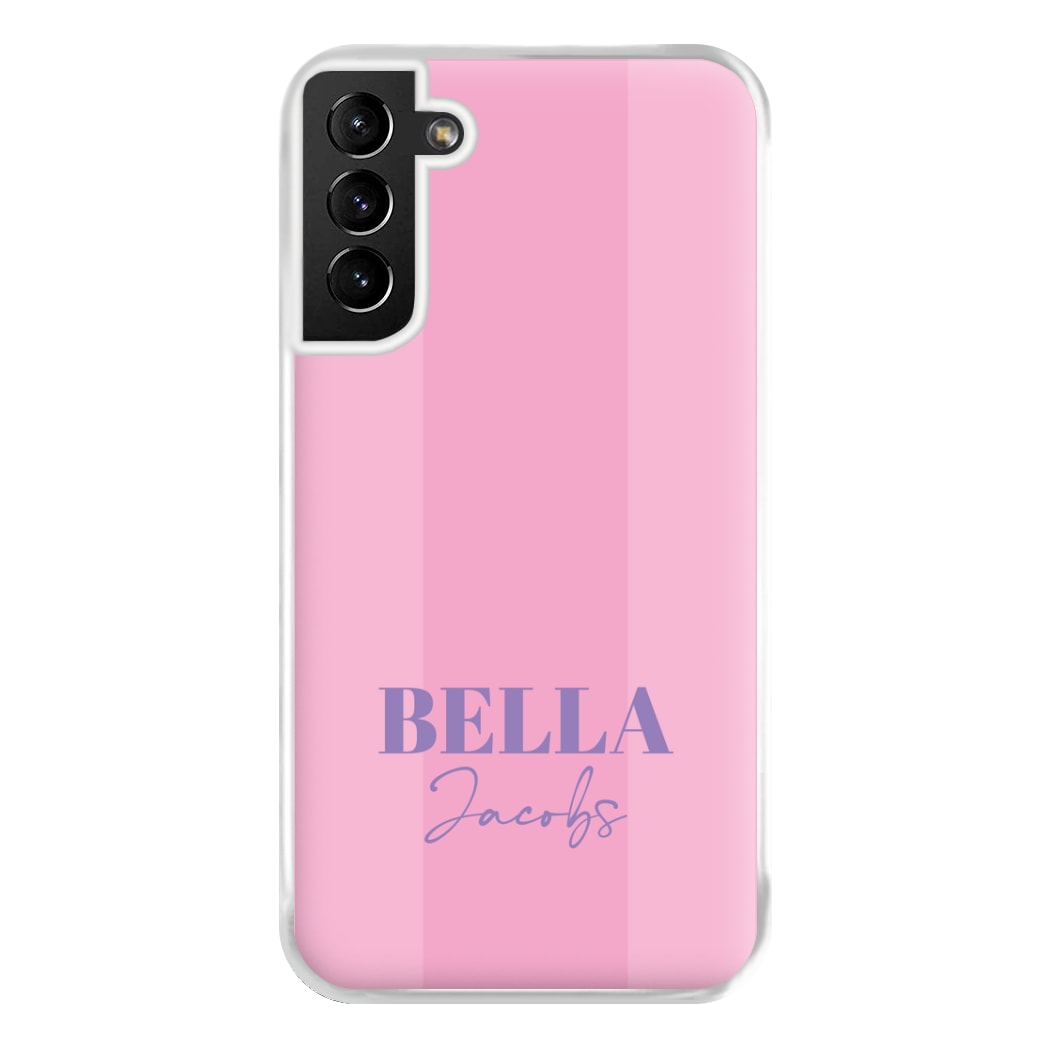 Pink Stripe Personalised Name Galaxy S21 Plus Case
