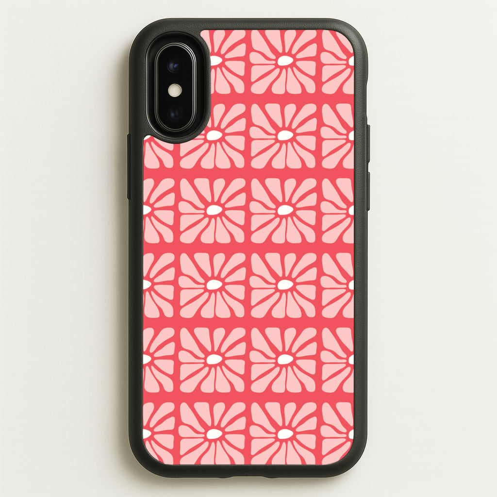 Square Abstract Flowers Pink iPhone X / XS Case