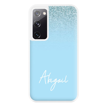 Blue Glitter Personalised Name Galaxy S20FE Case