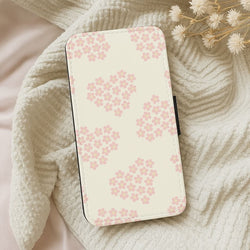 Flower Hearts Pattern Leather Phone Case