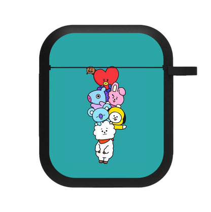 Green BT21 - RJ, Mang, Koya, Chimmy, Cooky, Shooky, Tata - K Pop AirPods Case