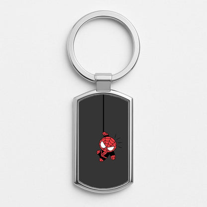 Gray Hanging Spider Hero Silver Metal Keyring