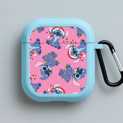 Christmas Cute Blue Alien Pattern Blue AirPods Case