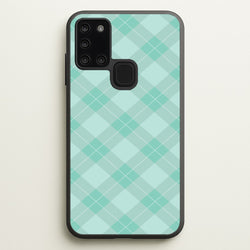 Light Cyan Tartan Christmas Pattern Galaxy A21s Case