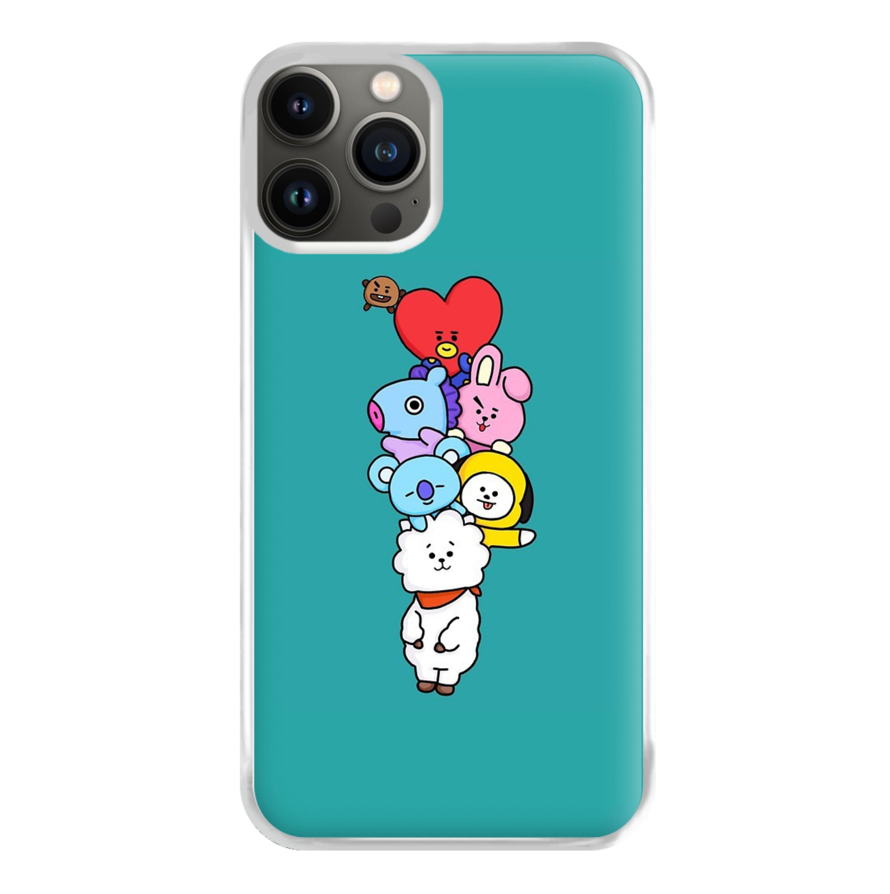 Green BT21 - RJ, Mang, Koya, Chimmy, Cooky, Shooky, Tata - K Pop Phone Case