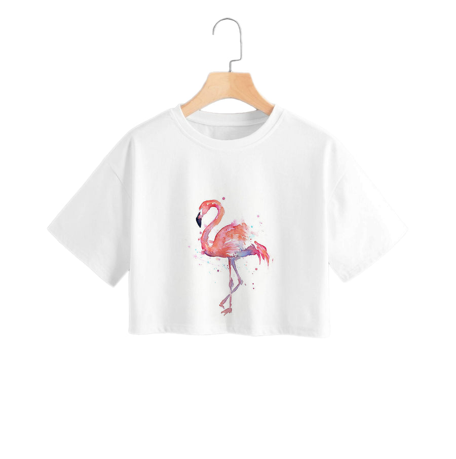 Watercolour Flamingo Painting Crop Top