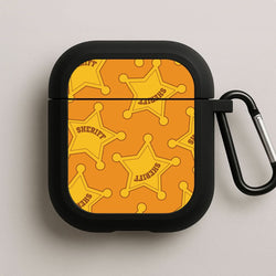 Sheriff Badge Pattern Black AirPods Case