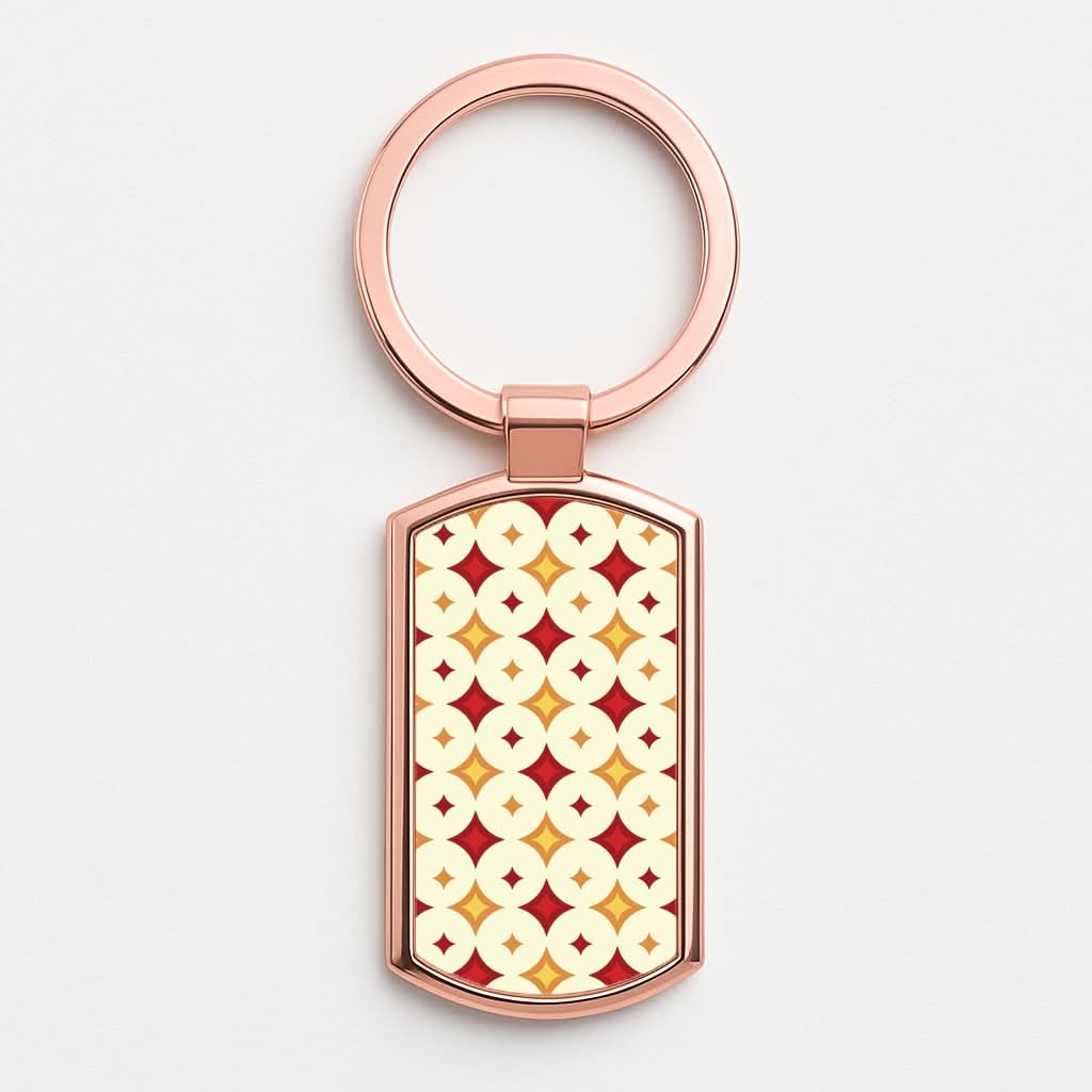 Geometric Christmas Stars Pattern Rose Gold Keyring