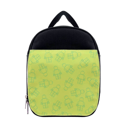 Bricks Figures Pattern Green Lunchbox