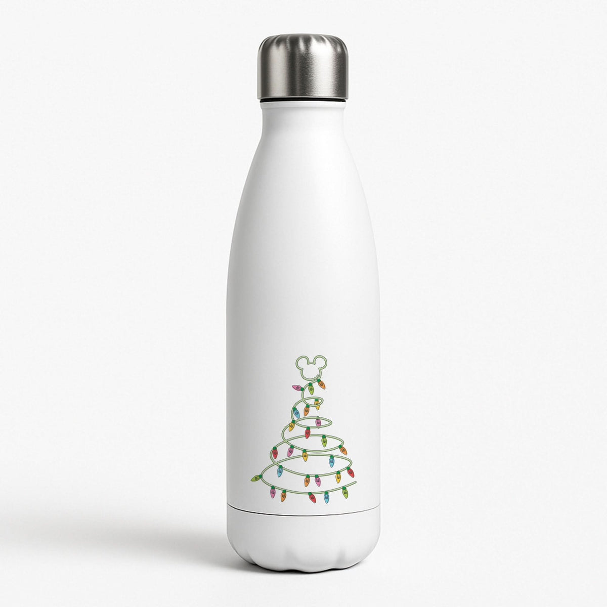 Cartoon Mouse Christmas Tree Lights Water Bottle