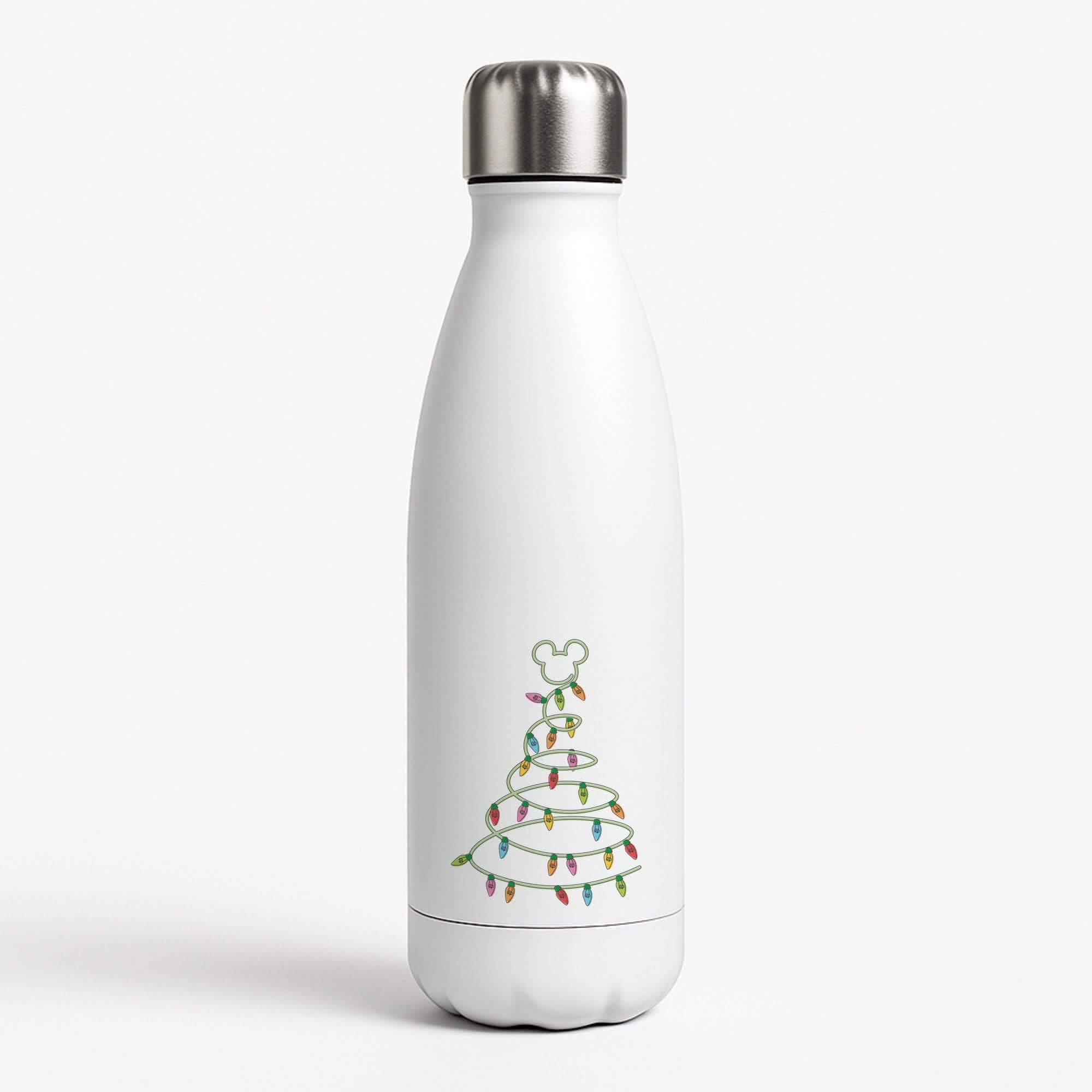 Cartoon Mouse Christmas Tree Lights White Water Bottle
