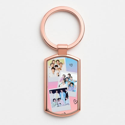 K-Pop Band Polaroid Collage Rose Gold Keyring